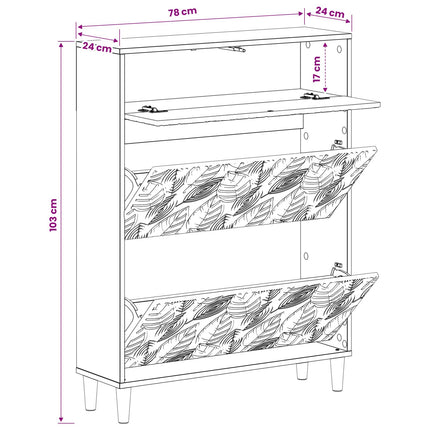 Sko skab DELFT 78 x 24 x 103 cm Konstrueret træ Hvid
