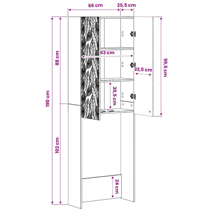 Toilet Skab DELFT Gammelt træ 66 x 25,5 x 190 cm