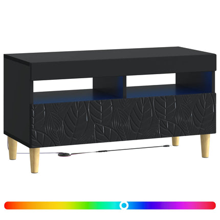 LED TV-skab Sort Konstrueret træ