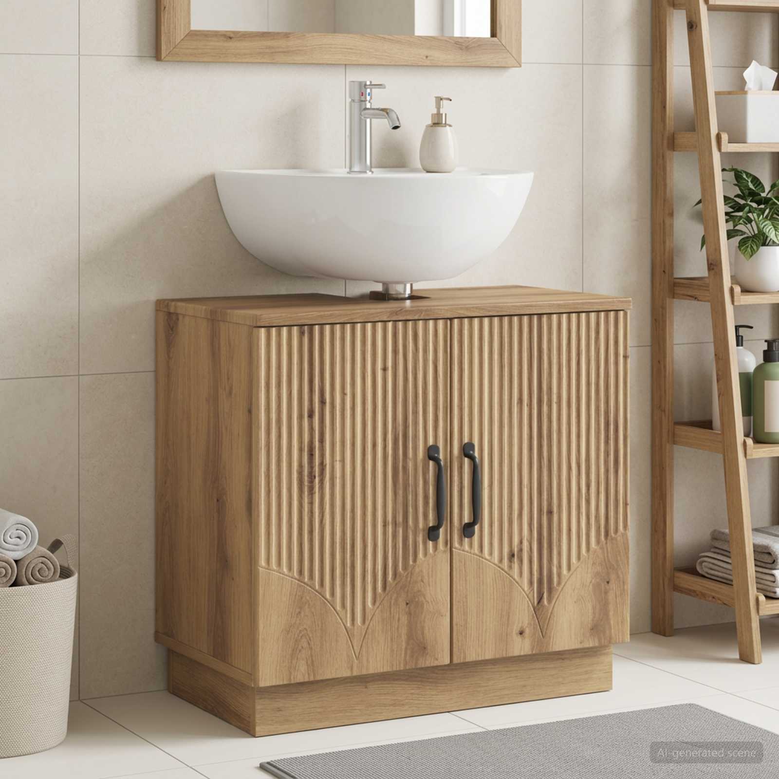 vidaXL Badeværelsesskabsunder HOORN Artisan-eg 59,5 x 31,5 x 56 cm