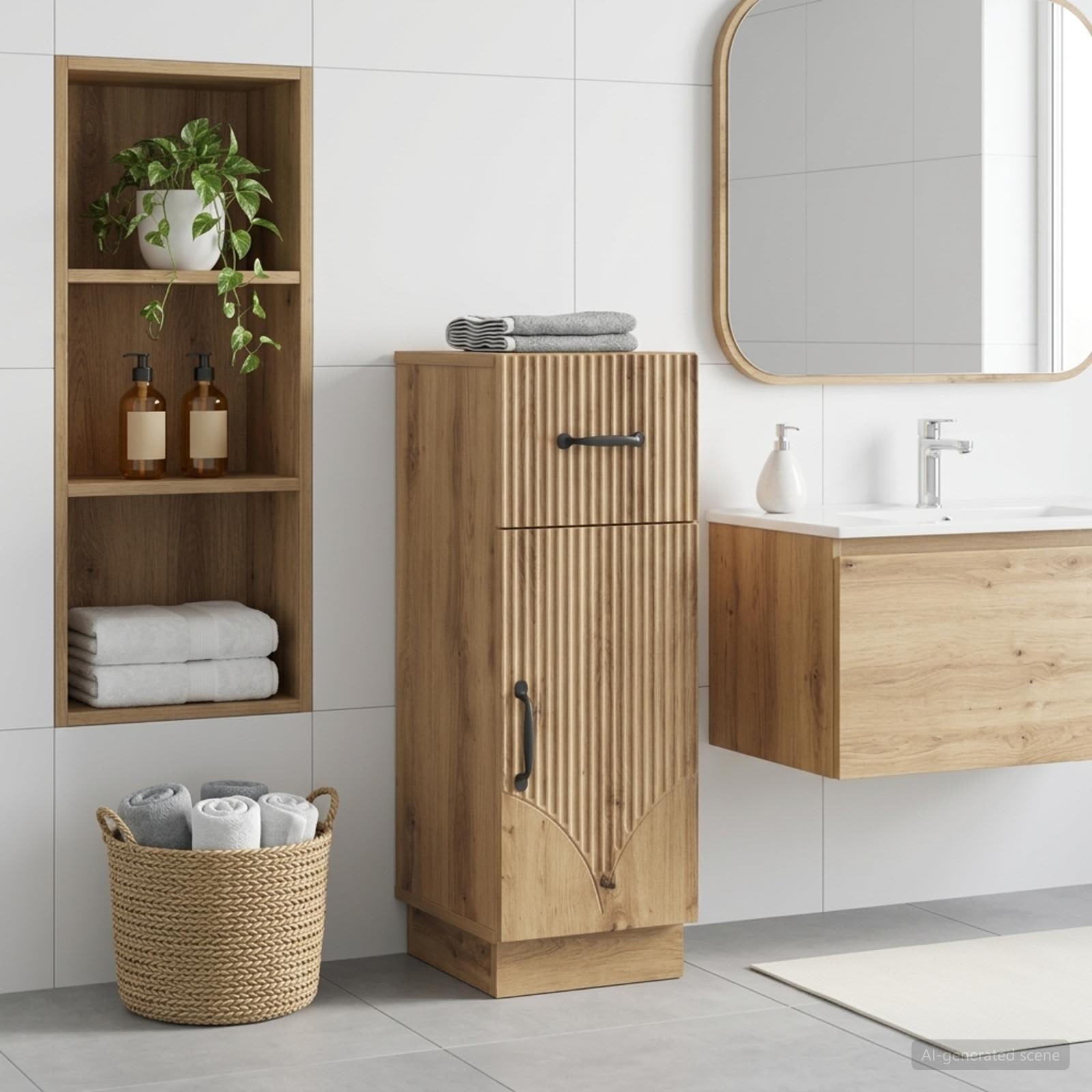 Badevrelse Opbevaringsskab HOORN Artisan-eg 30 x 31 x 77 cm