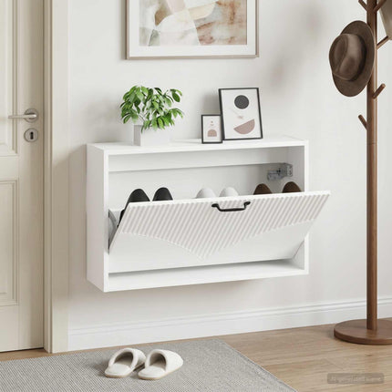Vægmonteret Skoskab HOORN 71 x 17 x 43 cm Konstrueret træ Hvid