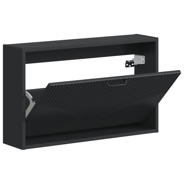 Vægmonteret Skoskab HOORN 71 x 17 x 43 cm Konstrueret træ Sort