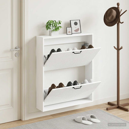 Vægmonteret Skoskab HOORN 71 x 17 x 86 cm Konstrueret træ Hvid