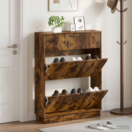 Sko skab HOORN 78 x 24 x 100 cm Konstrueret træ Røget eg