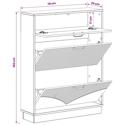Sko skab HOORN 78 x 24 x 100 cm Konstrueret træ Røget eg