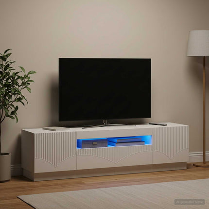 LED TV-skab Hvid Konstrueret træ