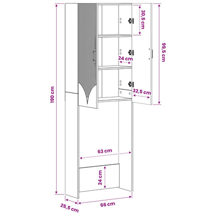Toilet Skab HOORN Røget eg 66 x 25,5 x 190 cm Konstrueret træ