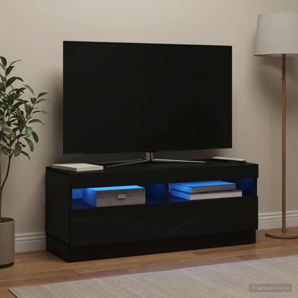 LED TV-skab Sort Konstrueret træ