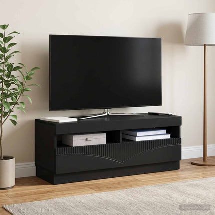 LED TV-skab Sort Konstrueret træ
