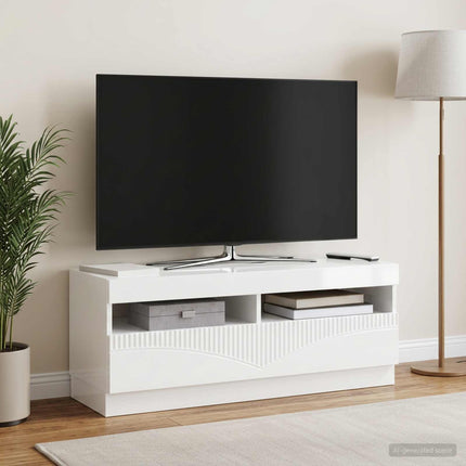 LED TV-skab Hvid højglans Konstrueret træ