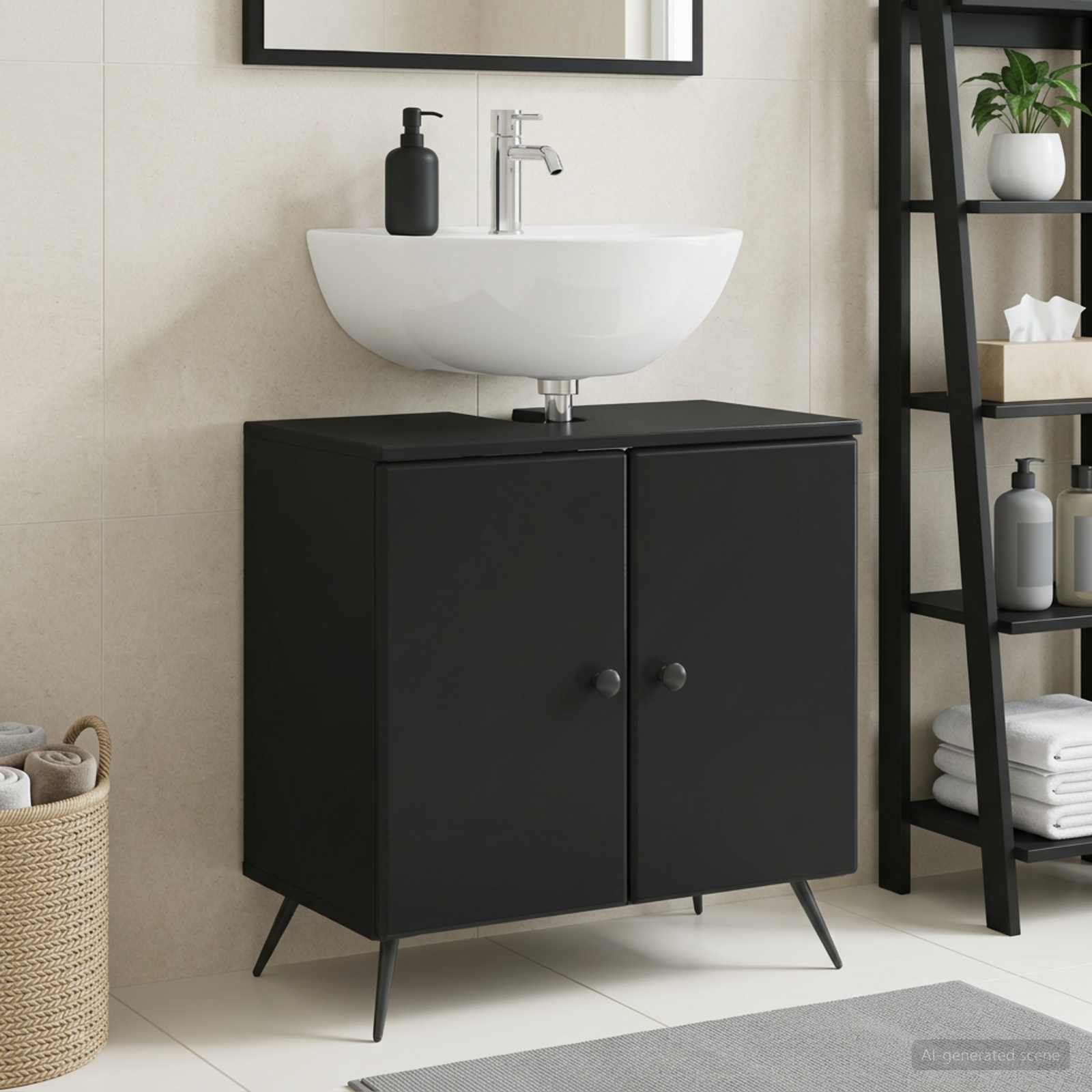 Badevrelsesskabsunder BREDA Sort 59,5 x 31,5 x 59 cm