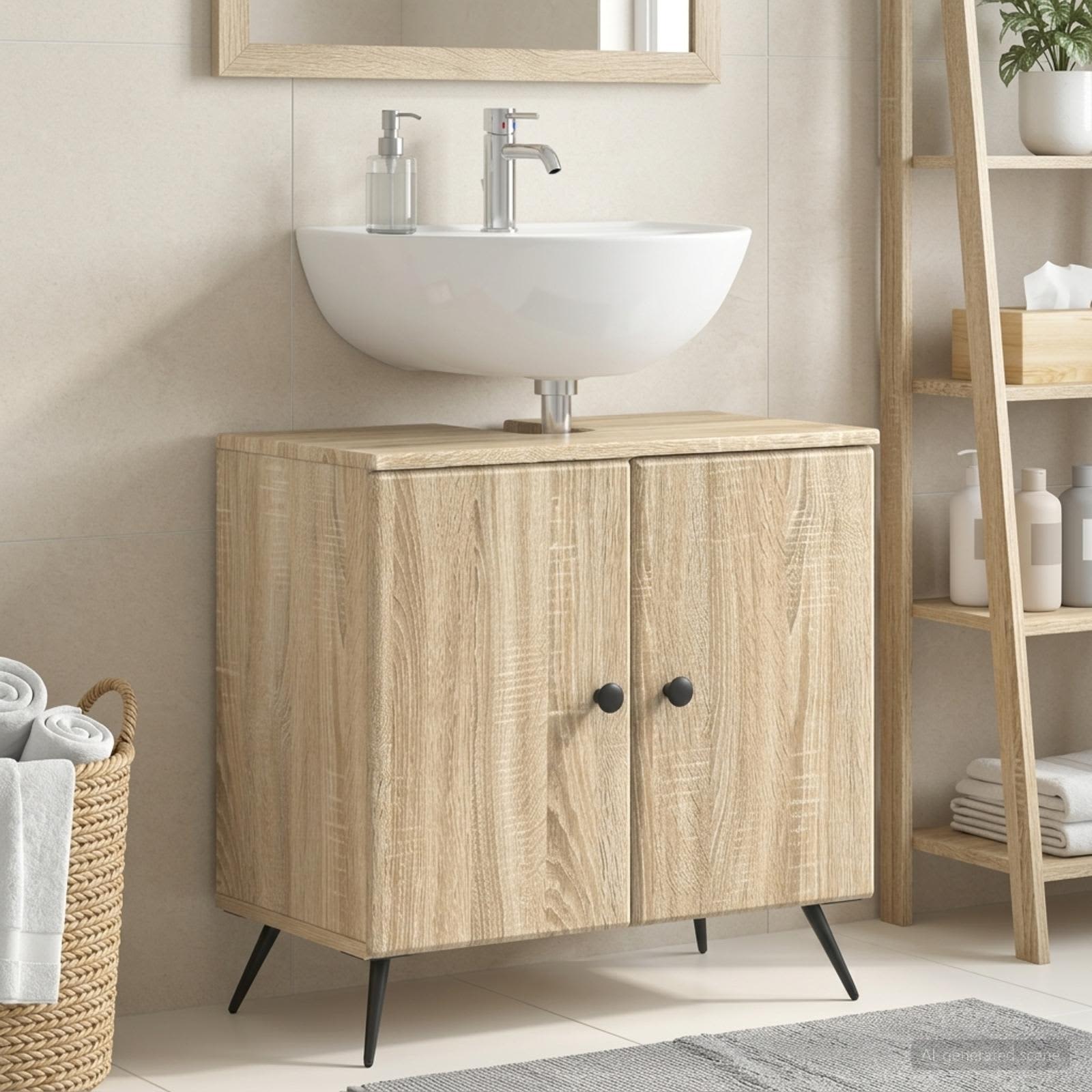 vidaXL Badeværelsesskabsunder BREDA Sonoma-eg 59,5 x 31,5 x 59 cm