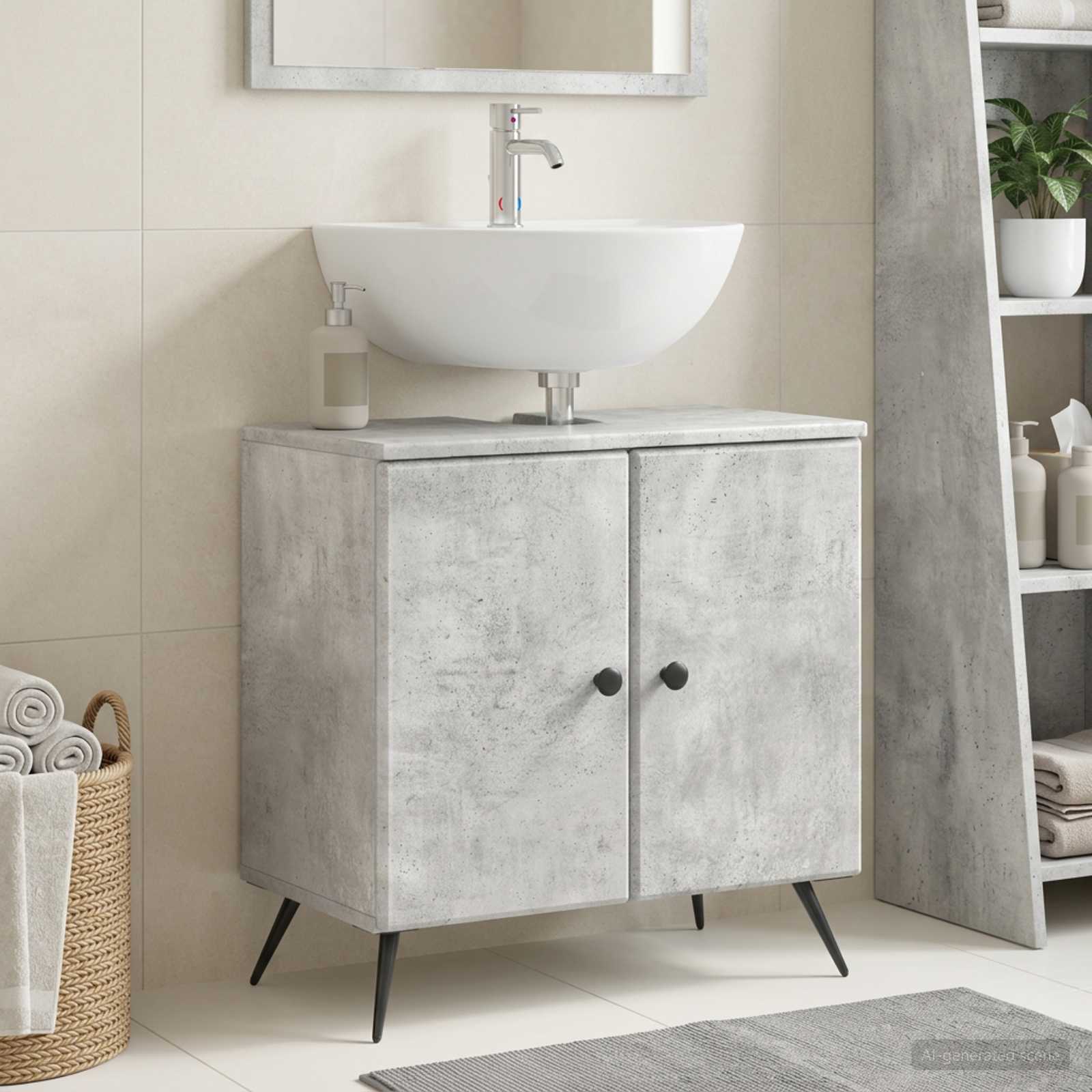 vidaXL Badeværelsesskabsunder BREDA Betongrå 59,5 x 31,5 x 59 cm