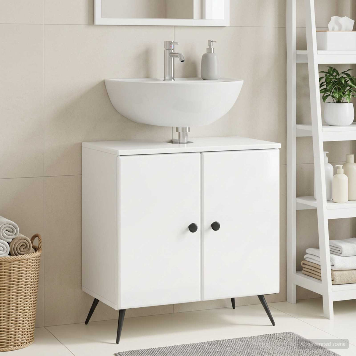 Badevrelsesskabsunder BREDA Hvid hjglans 59,5 x 31,5 x 59 cm