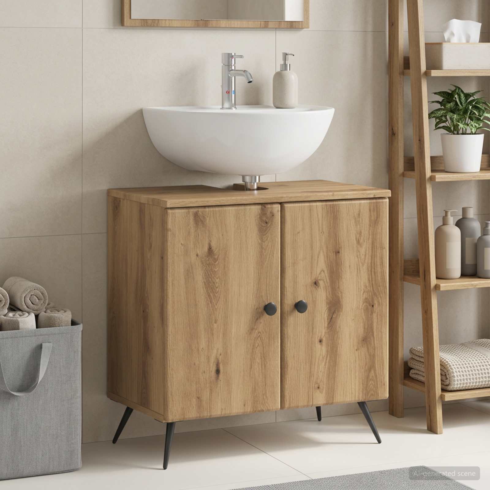 vidaXL Badeværelsesskabsunder BREDA Artisan-eg 59,5 x 31,5 x 59 cm