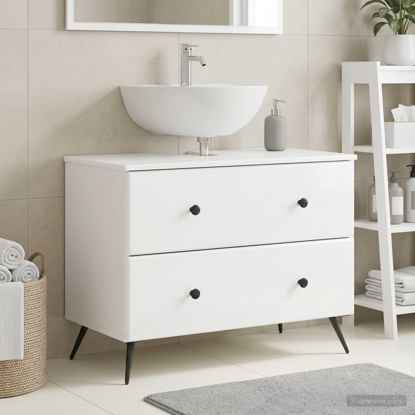 Badevrelsesskabsunder BREDA Hvid hjglans 82 x 41 x 59 cm