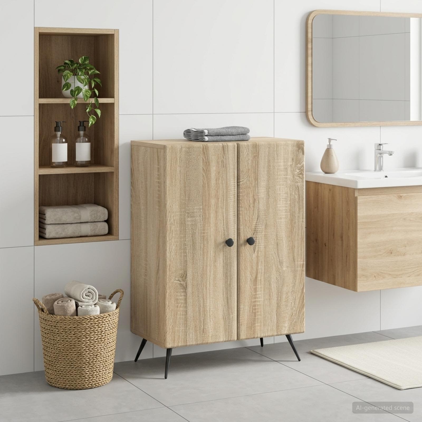vidaXL Badeværelse Opbevaringsskab BREDA Sonoma-eg 59,5 x 31 x 80 cm