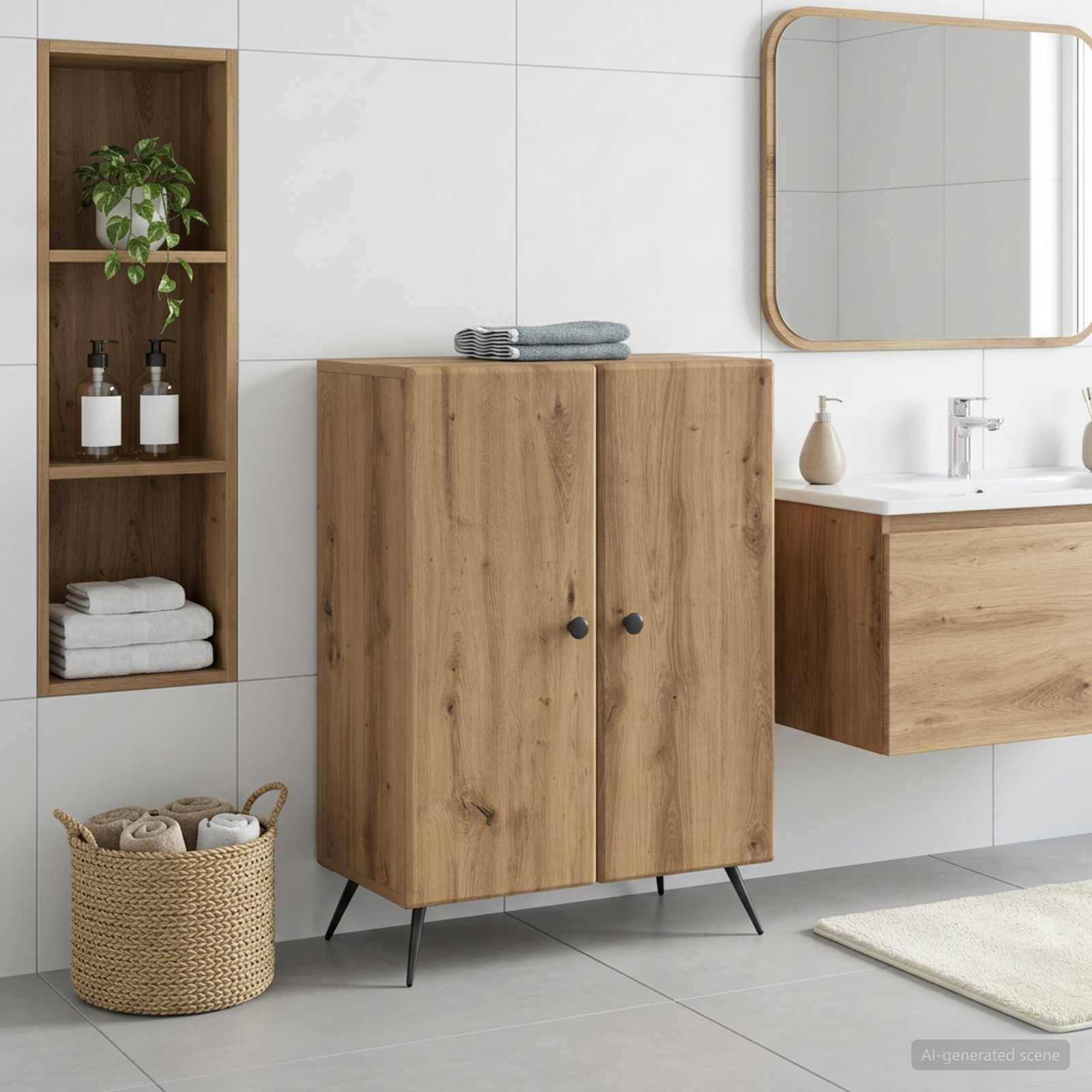 vidaXL Badeværelse Opbevaringsskab BREDA Artisan-eg 59,5 x 31 x 80 cm