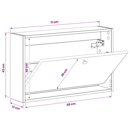 Vægmonteret Skoskab BREDA 71 x 17 x 43 cm Konstrueret træ Sort