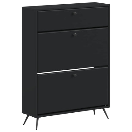 Sko skab BREDA 78 x 24 x 103 cm Konstrueret træ Sort