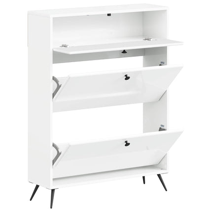 Sko skab BREDA 78 x 24 x 103 cm Konstrueret træ Hvid højglans