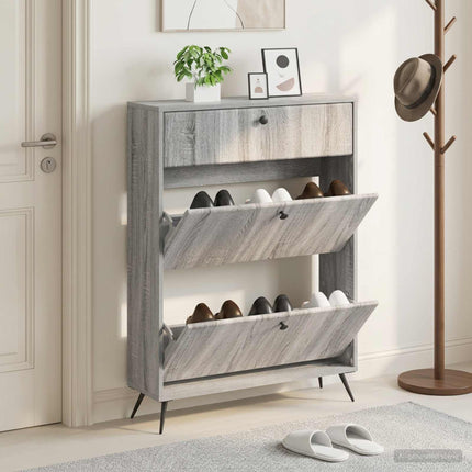 Sko skab BREDA 78 x 24 x 103 cm Konstrueret træ Grå Sonoma