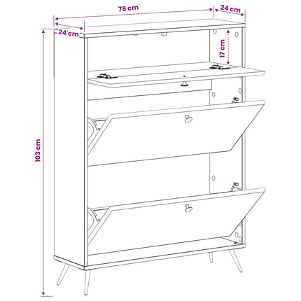 Sko skab BREDA 78 x 24 x 103 cm Konstrueret træ Gammelt træ