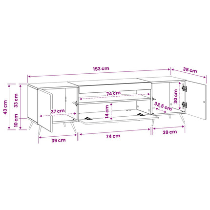 LED TV-skab Artisan-eg Konstrueret træ