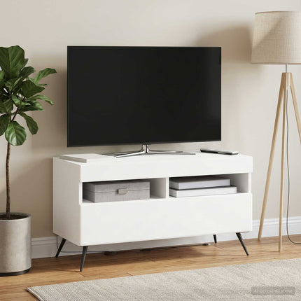 LED TV-skab Hvid Konstrueret træ