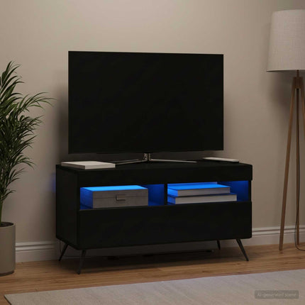 LED TV-skab Sort Konstrueret træ