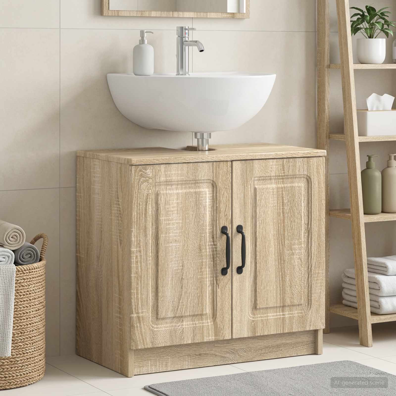 vidaXL Badeværelsesskabsunder UTRECHT Sonoma-eg 59,5 x 31,5 x 59 cm