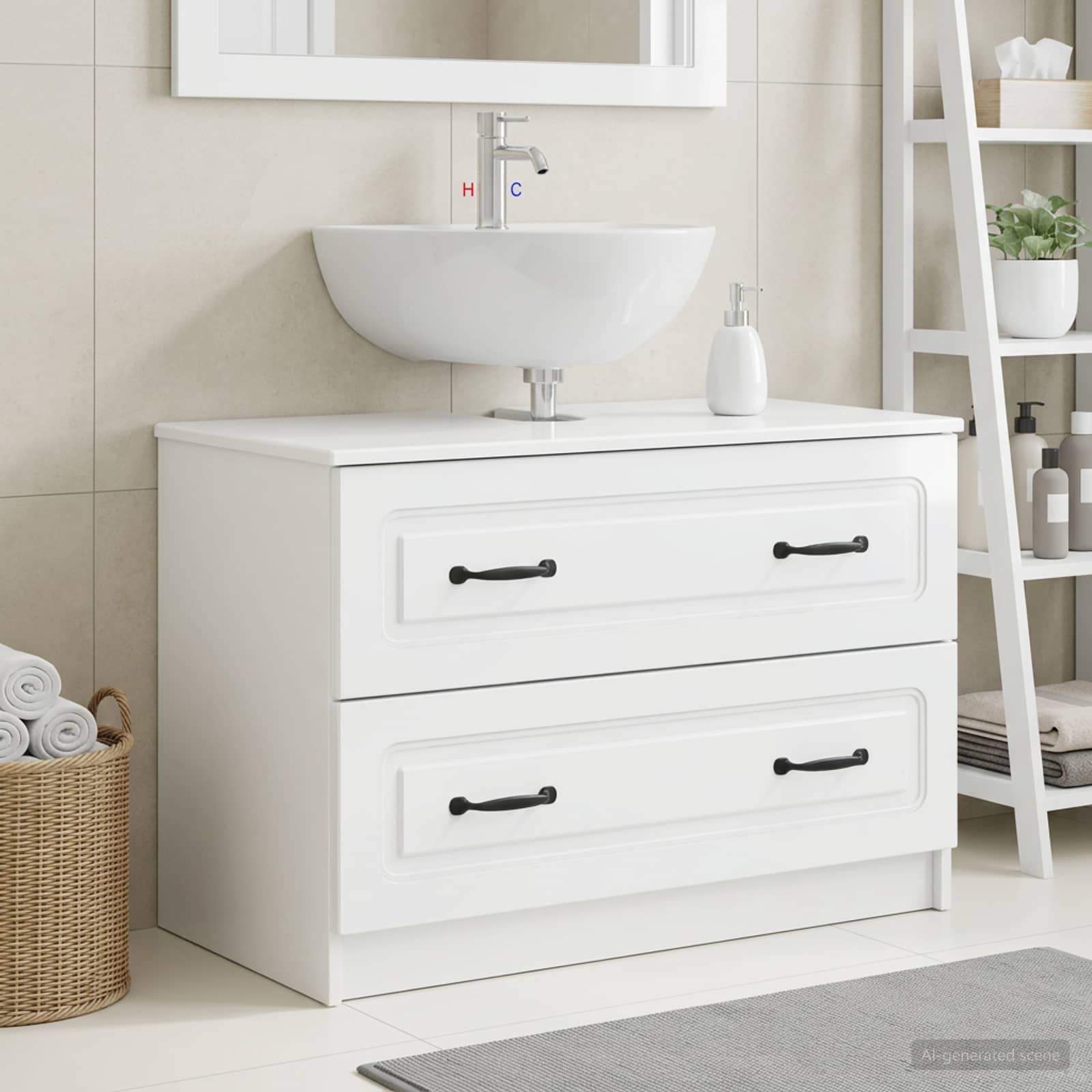 Badevrelsesskabsunder UTRECHT Hvid hjglans 82 x 41 x 56 cm