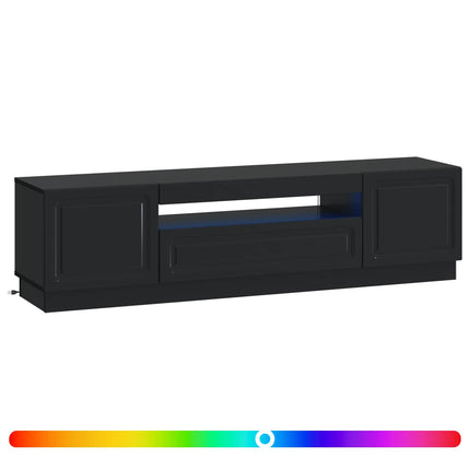 LED TV-skab Sort Konstrueret træ