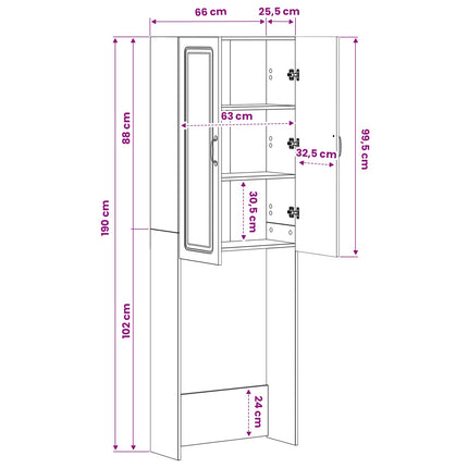 Toilet Skab UTRECHT Grå Sonoma 66 x 25,5 x 190 cm