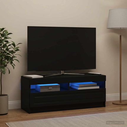 LED TV-skab Sort Konstrueret træ