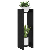 Planteholder med hylde Sort Eg 30 x 30 x 100 cm Konstrueret træ