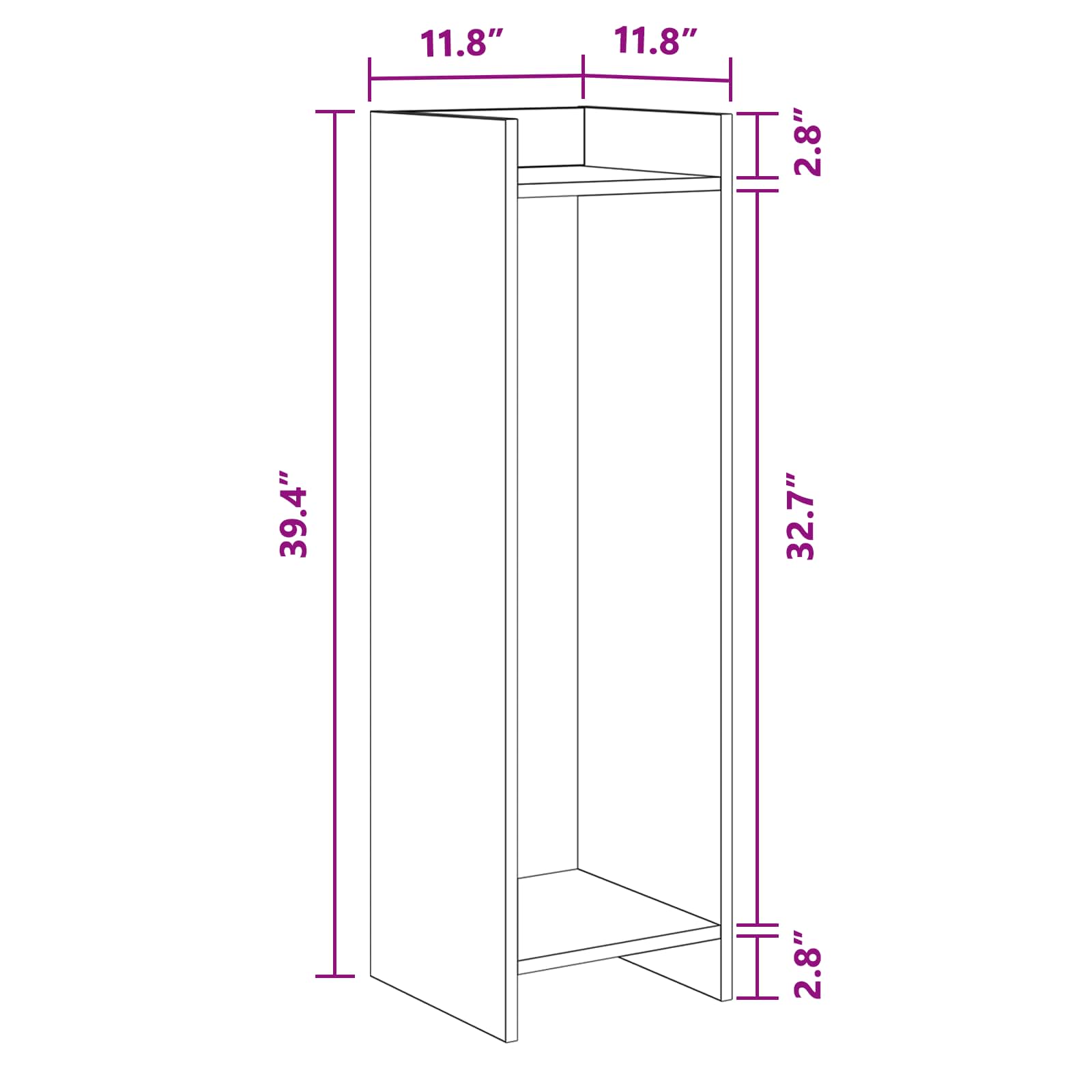 Planteholder med hylde Sort Eg 30 x 30 x 100 cm Konstrueret træ