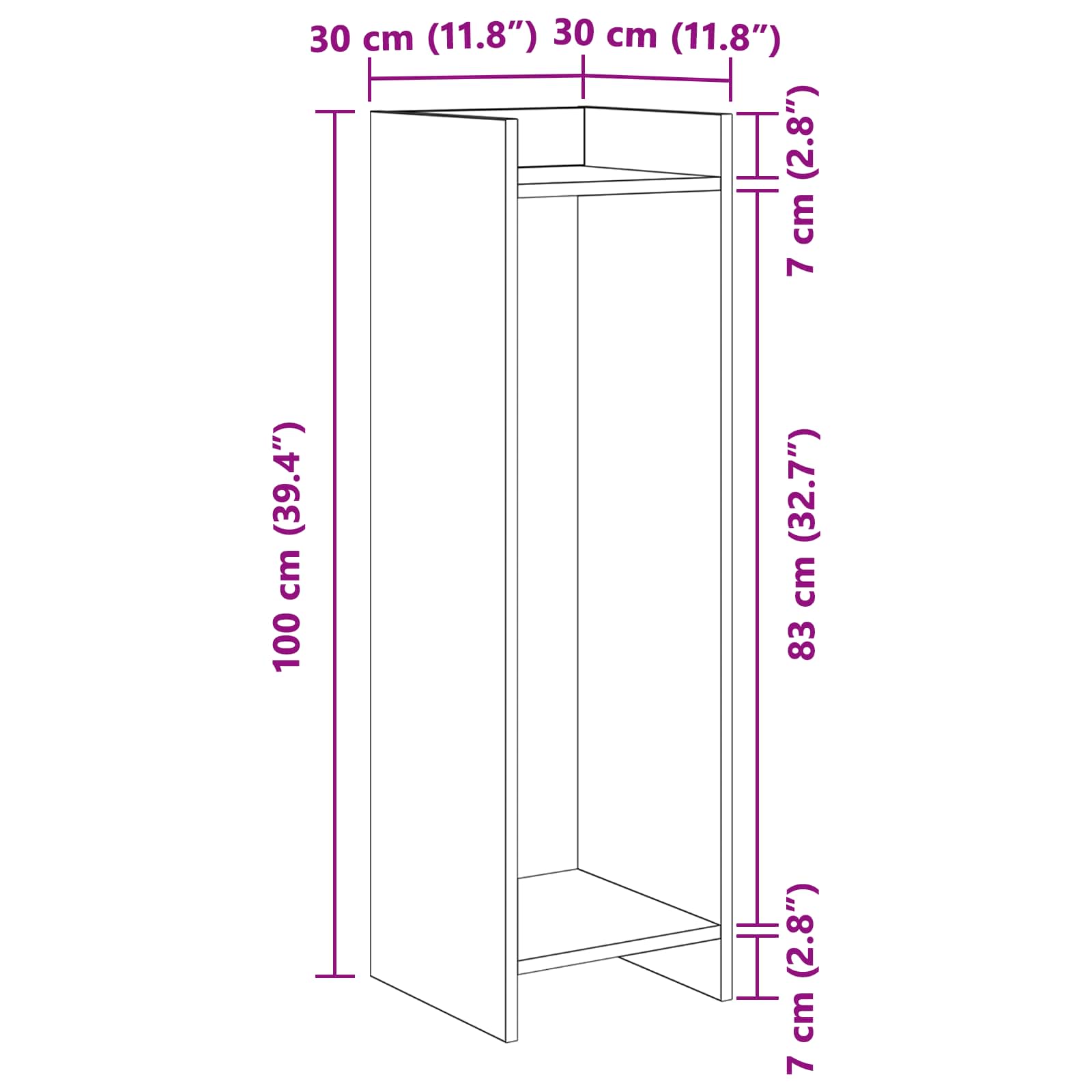 Planteholder Røget Eg 30 x 30 x 100 cm Konstrueret træ