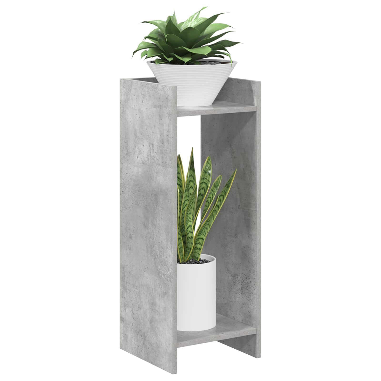 Planteholder med hylde BetonGrå 30 x 30 x 80 cm Konstrueret træ