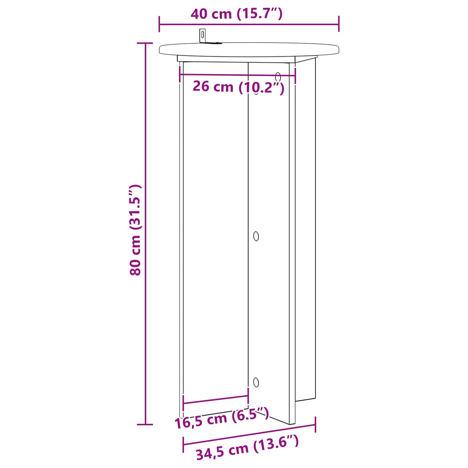 Planteholder 2 pcs Hvid Ø40 x 80 cm Konstrueret træ