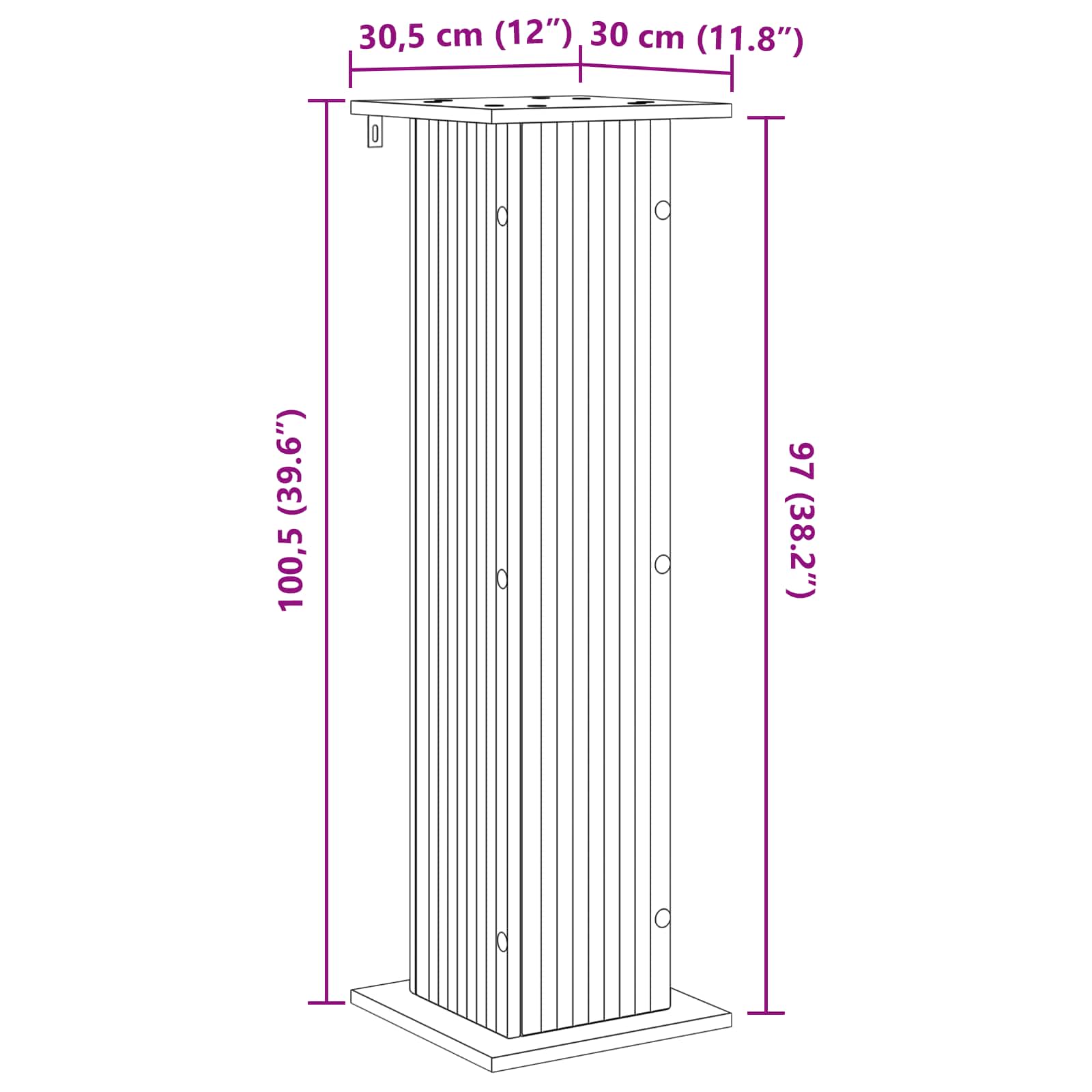 Planteholder Hvid højglans 30,5 x 30 x 100,5 cm Konstrueret træ