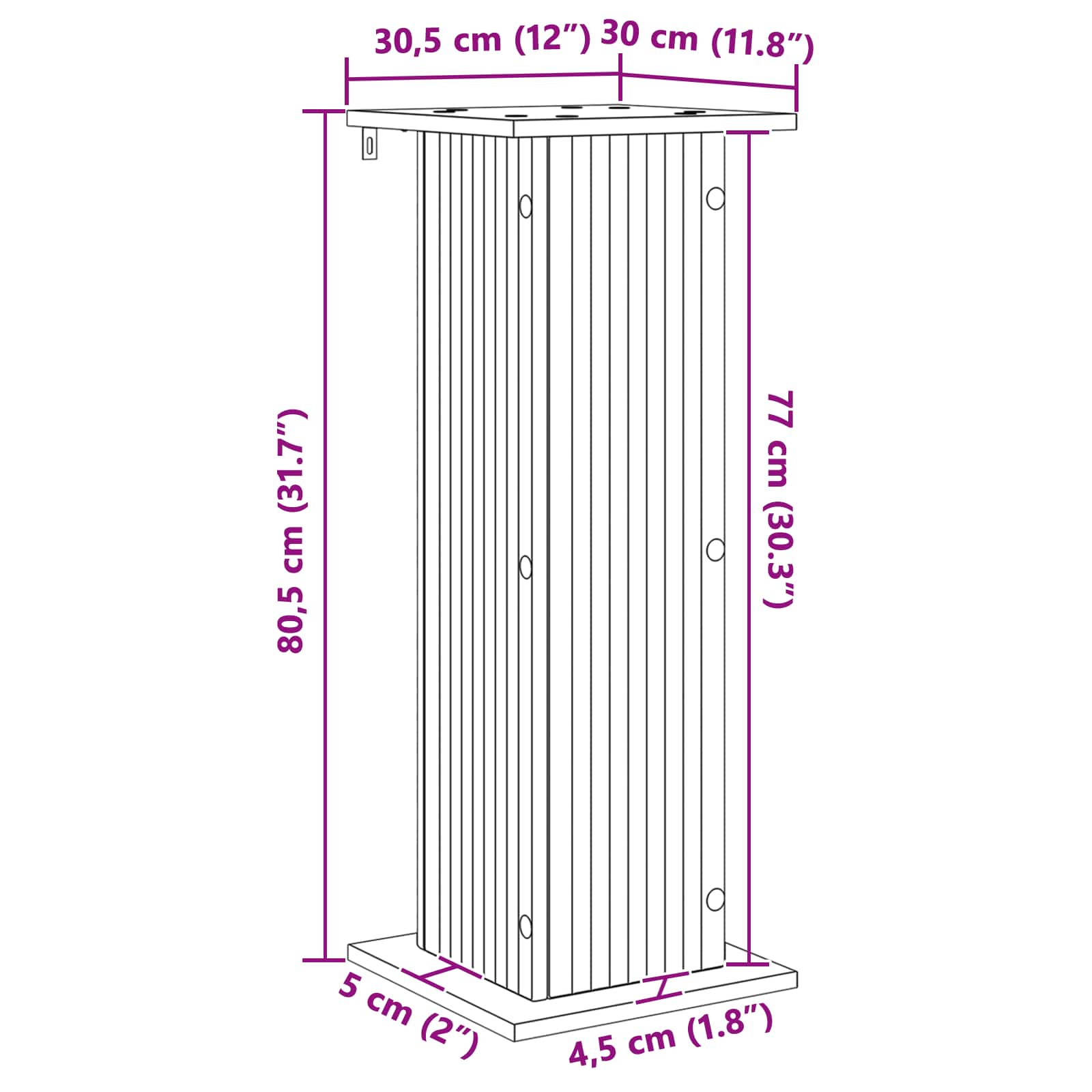 Planteholder Sonoma-eg 30,5 x 30 x 80,5 cm Konstrueret træ