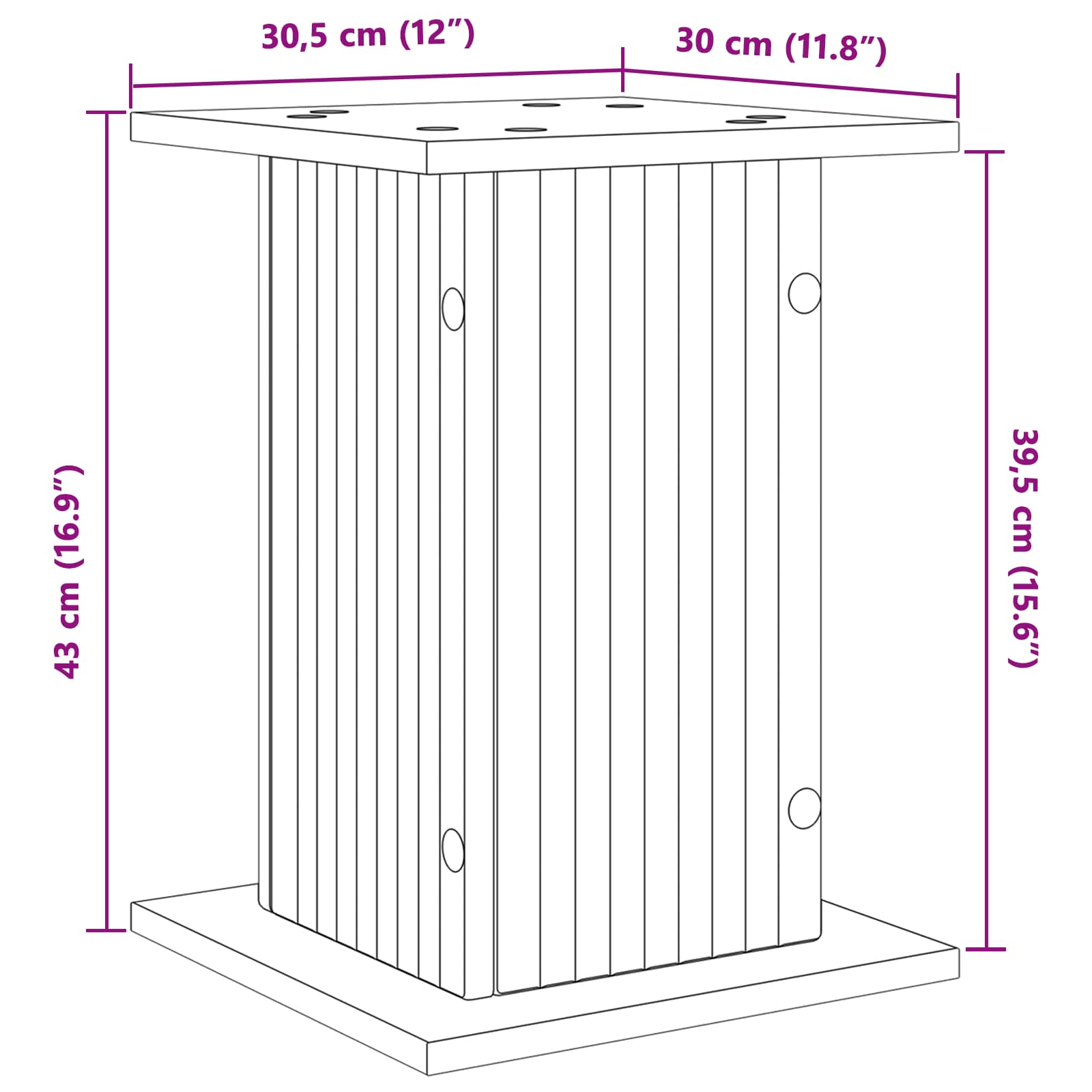 Planteholder 2 pcs Sonoma-eg 30,5 x 30 x 43 cm Konstrueret træ