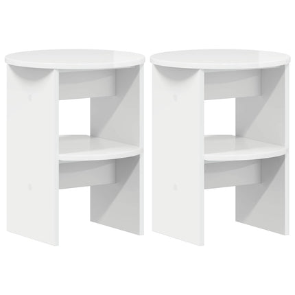Sideskab 2 stk. Højglans Hvid Ø40 x 50 cm Konstrueret træ