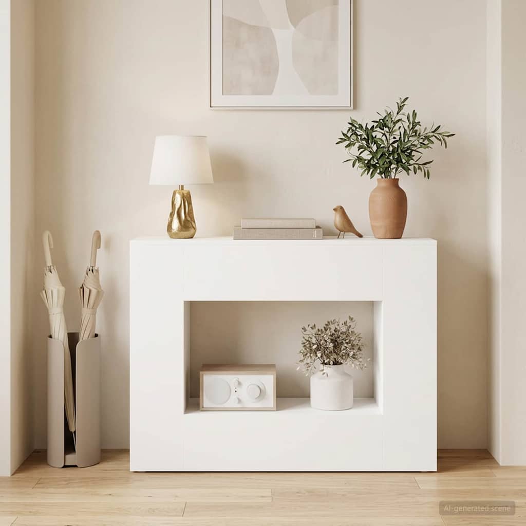 Konsolbord med åben hylde - hvid, 101 × 29 × 74 cm