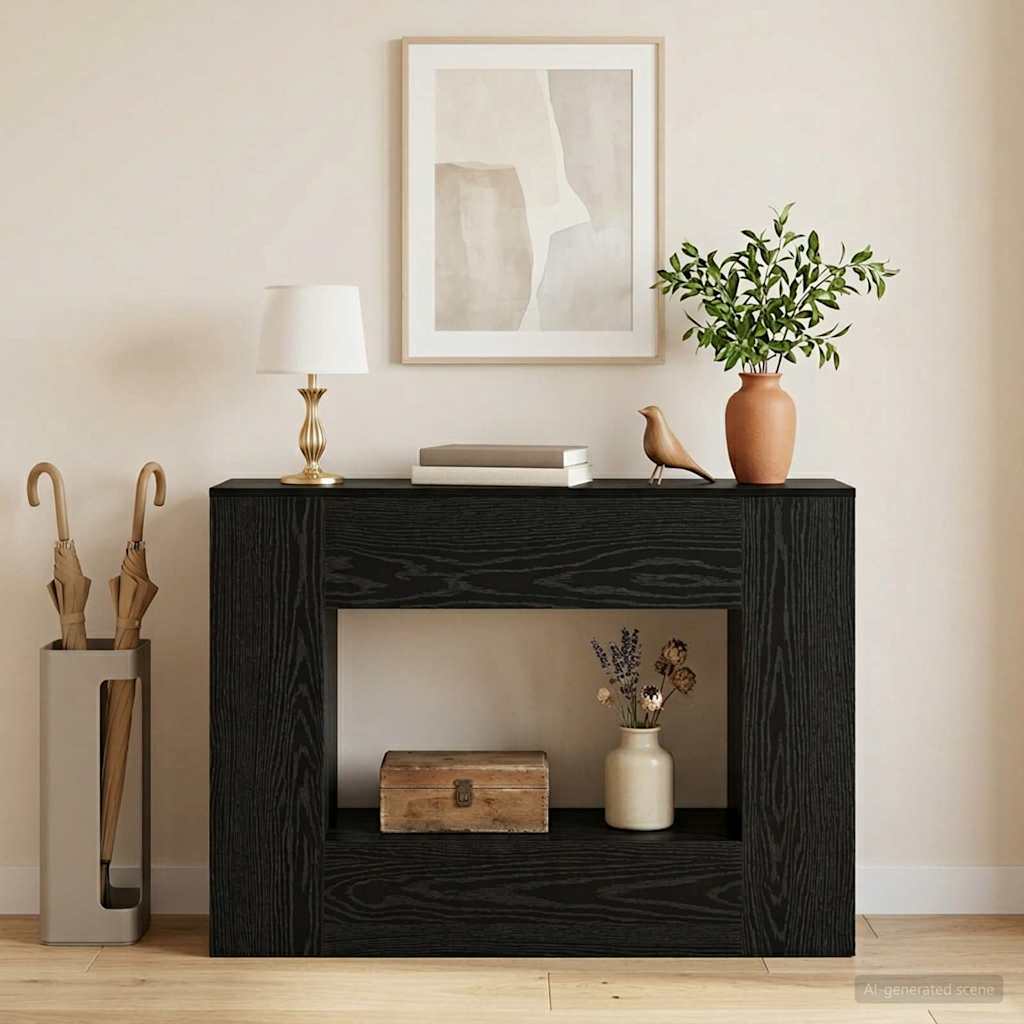 Konsolbord i konstrueret træ - sort trælook, 101 × 29 × 74 cm