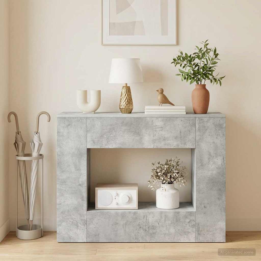 Konsolbord i konstrueret træ - 101 × 29 × 74 cm, cementgrå