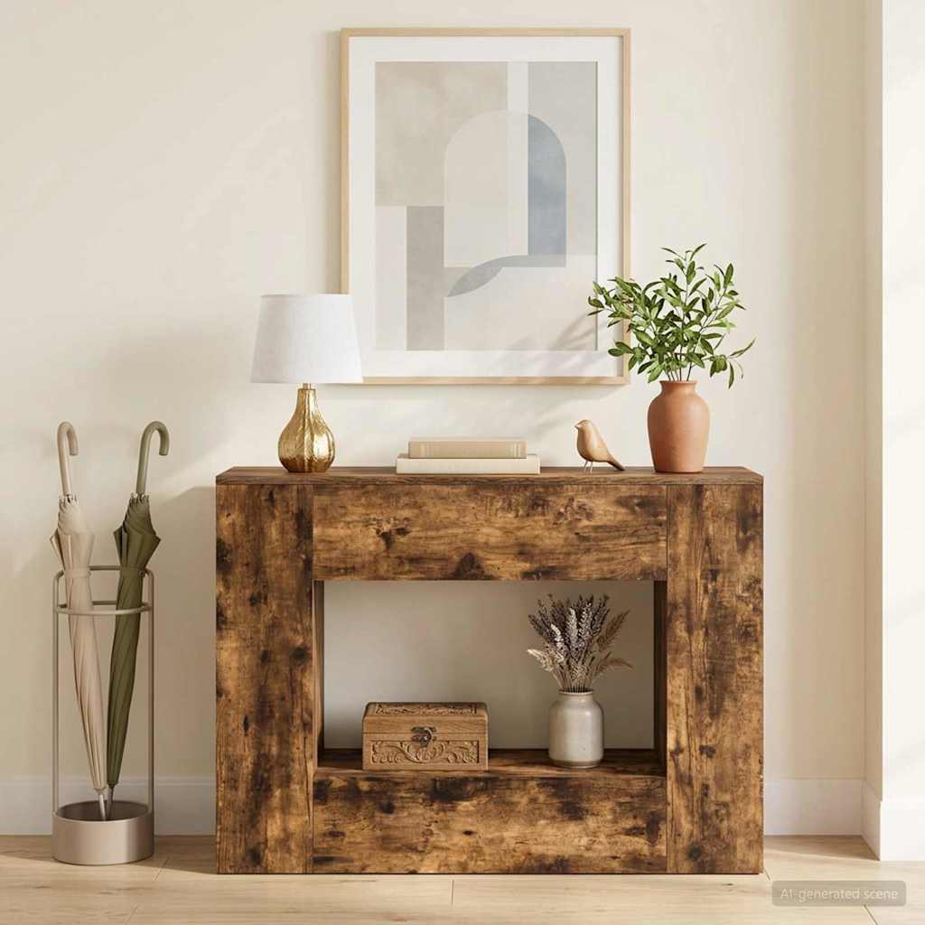 Konsolbord i konstrueret træ - 101 × 29 × 74 cm, rustik brun