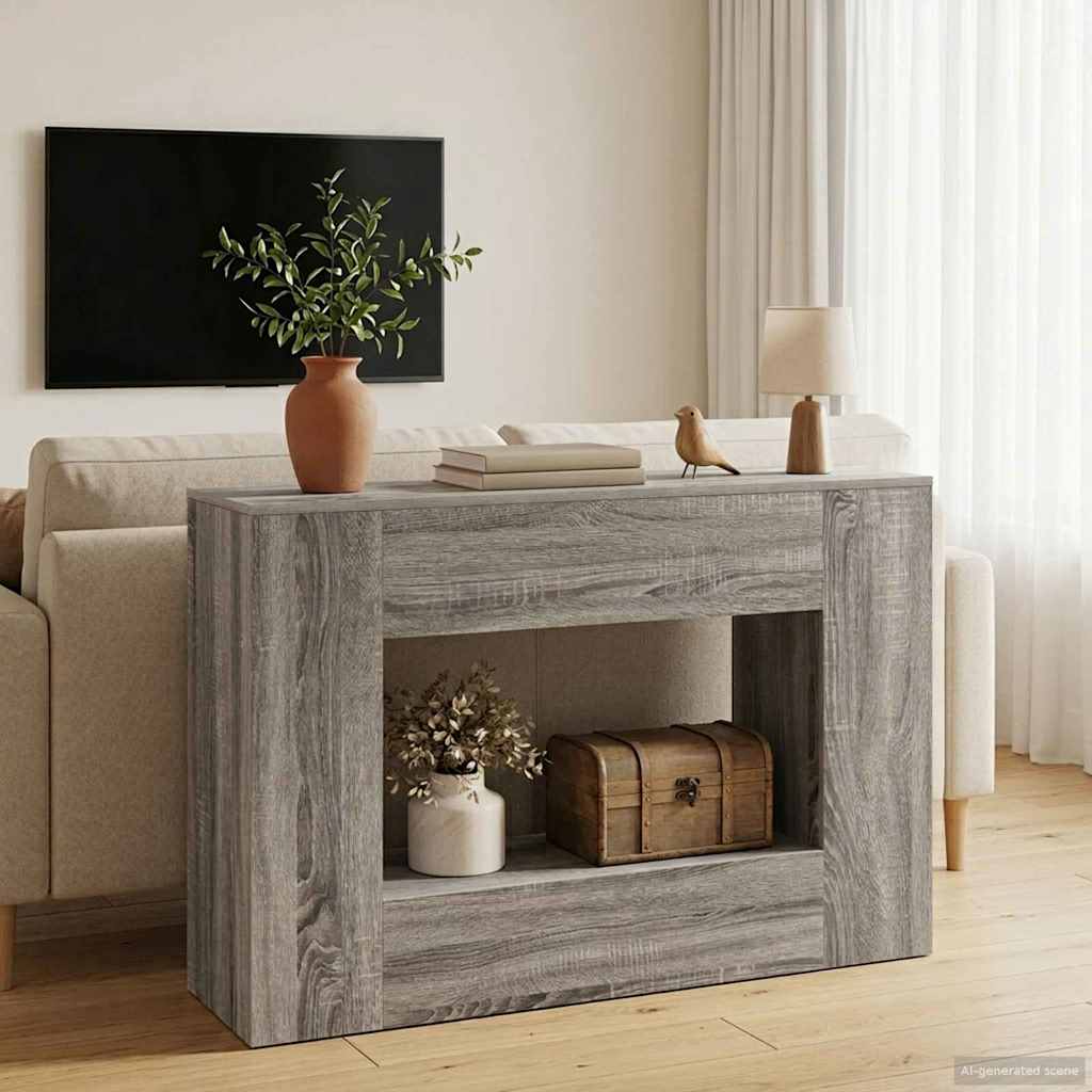 Konsolbord i konstrueret træ - 101 × 29 × 74 cm, grå trælook